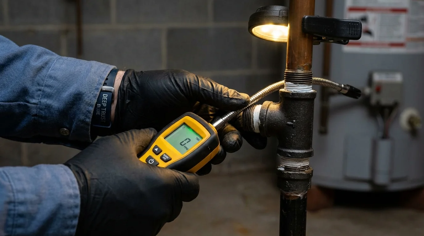 Gas leak detection with electronic sniffer by Johns Plumbing LLC in Bellows Falls